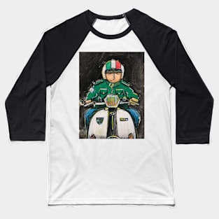 Retro Scooter, Classic Scooter, Scooterist, Scootering, Scooter Rider, Mod Art Baseball T-Shirt